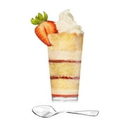Tall Tumbler Shot with Spoons, Mini Shooter Round Dessert Cups Clear Plastic Reusable For Tasting Party, Small Round Shooters Appetizer Cup